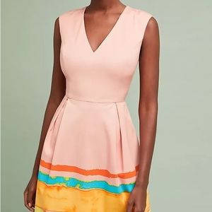 Tracy Reese x Anthropologie Painterly Watercolor Stripe Dress Size 2 NWT